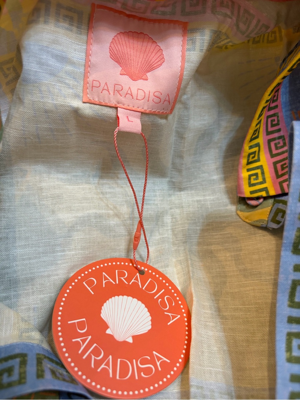 NWT Paradisa Rio Multi Linen Blend Sun Print Romper size Large - Picture 3 of 9